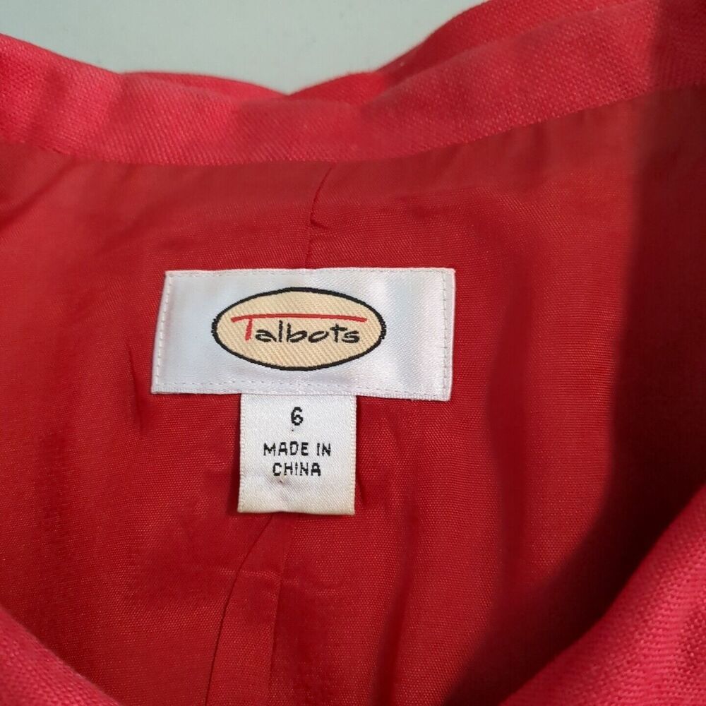 Talbots Blazer Jacket Red Linen Button Up Career … - image 6